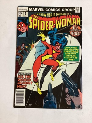 Lot 58 - Marvel Comics the Spider-Woman #1 (1978). First issues of solo series, together with The Human Fly #1 (1977). Also includes Black Knight #1 (1990), The Infinity Guantlet #1 (1990), Zorro #1 (1990),...