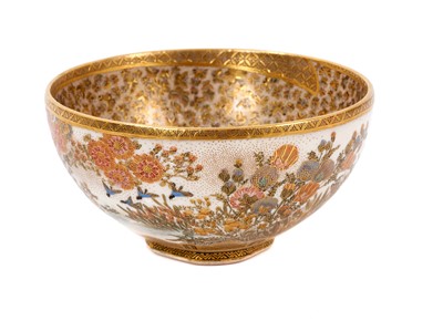 Lot 2 - Fine quality Meiji period Satsuma pottery bowl decorated with a 'thousand butterflies', signed.