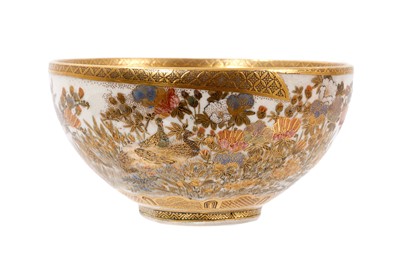 Lot 2 - Fine quality Meiji period Satsuma pottery bowl decorated with a 'thousand butterflies', signed.