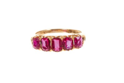 Lot 411 - Late Victorian ruby five stone ring