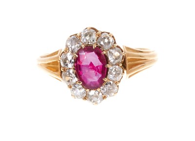 Lot 414 - Late Victorian ruby and diamond cluster ring