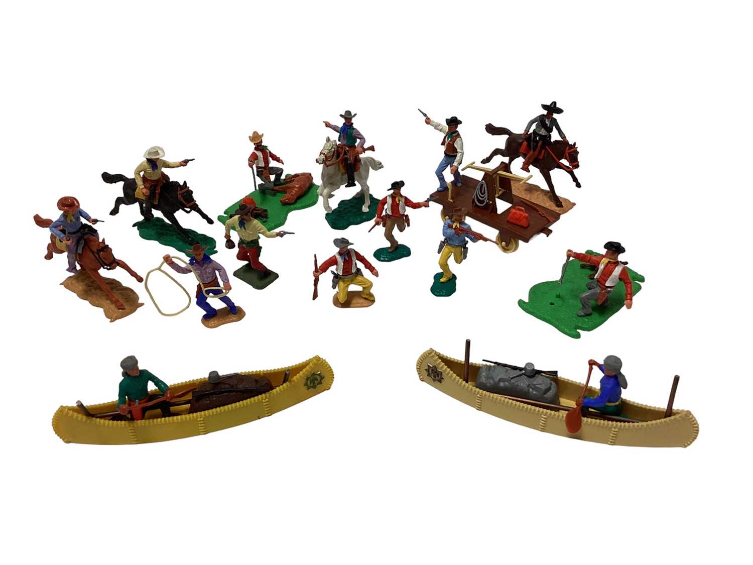 Lot 1879 - Timpo Toys American Cowboys & Red Indians, accessories, Britains and others (2 boxes)