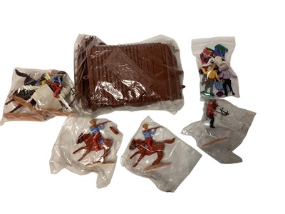 Lot 1879 - Timpo Toys American Cowboys & Red Indians, accessories, Britains and others (2 boxes)