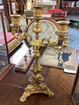 Lot 28 - Pair ornate French Napoleon III presentation ormolu candlelabra