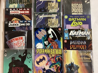 Lot 79 - Twenty Batman graphic novels to include Spider-man and Batman, The Punisher and Batman, Batman and Spawn and others