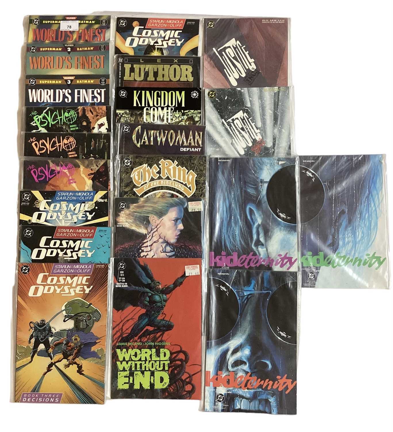 Lot 78 - Quantity of DC Comics Graphic Novels to include World's Finest 1-3, Cosmic Odyssey 1-4, The Psycho 1-3, Kid Eternity 1-3 and others