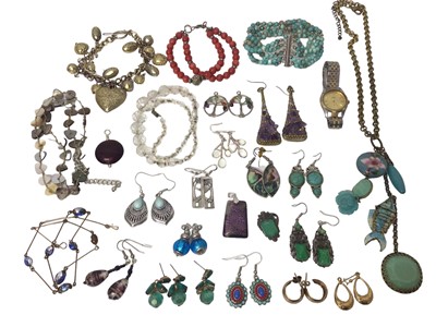 Lot 173 - Gold earrings, jewellery, watch etc