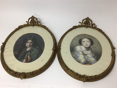 Lot 36 - Pair of oval pictures in ornate gilt frames