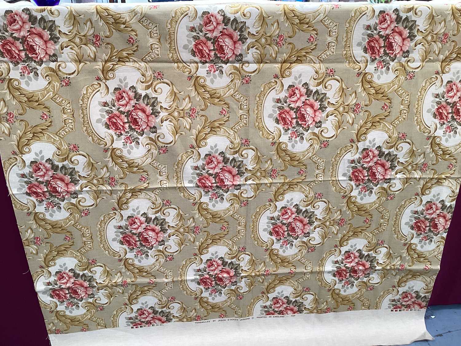 Lot 2142 - A small selection of fabric pieces, including "Versailles" by Jason D'Souza, "Donovan's Chinese" 1984 by G.P. & J Baker LTD, "Vicky Flower Album Vol I A Warner Print".
