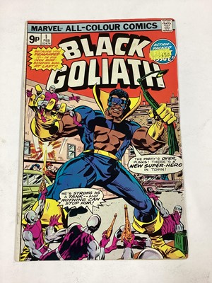 Lot 73 - Marvel Comics Black Panther #1 (1977). First solo series, Jack Kirby story. Together with Marvel presents Bloodstone #1 (1975), Black Goliath #1 (1976), the Champions #1 (1975), Luke Cage Power Man...