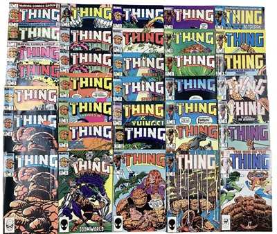 Lot 106 - Marvel Comics The Thing (1983 to 1986). First solo series, an incomplete run from issue 1 - 36, missing issues 32, 33, 34 and 35. To include the Adventures of the Thing #1 (1992). Approximately 36...