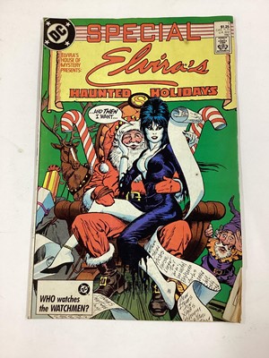 Lot 34 - DC Comics (1988) Elvira's House of Mystery #1, 64 Page Halloween Special! Together with (1987) Elvira's Haunted Holidays #1