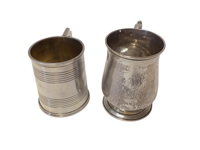 Lot 292 - George III silver christening mug of baluster form with engraved initials and date 1836