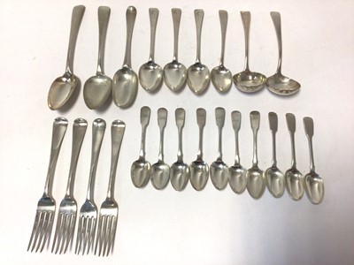 Lot 297 - Group of Georgian and later flatware