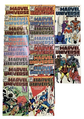 Lot 84 - Marvel Comics the official handbook of the Marvel Universe issue 1 - 15 (1982 - 1984). Together with the official handbook of the Marvel Universe update'89 issue 1 and 2. (18)