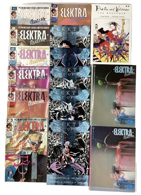 Lot 108 - Selection of Elektra Comics. (1986) Marvel/Epic Comics Elektra Assassin #1-2 #5 #6 #7 #8, (2002) Elektra and Wolverine "The Redeemer" #1, (1995) Elektra "Root of Evil" #1-4.