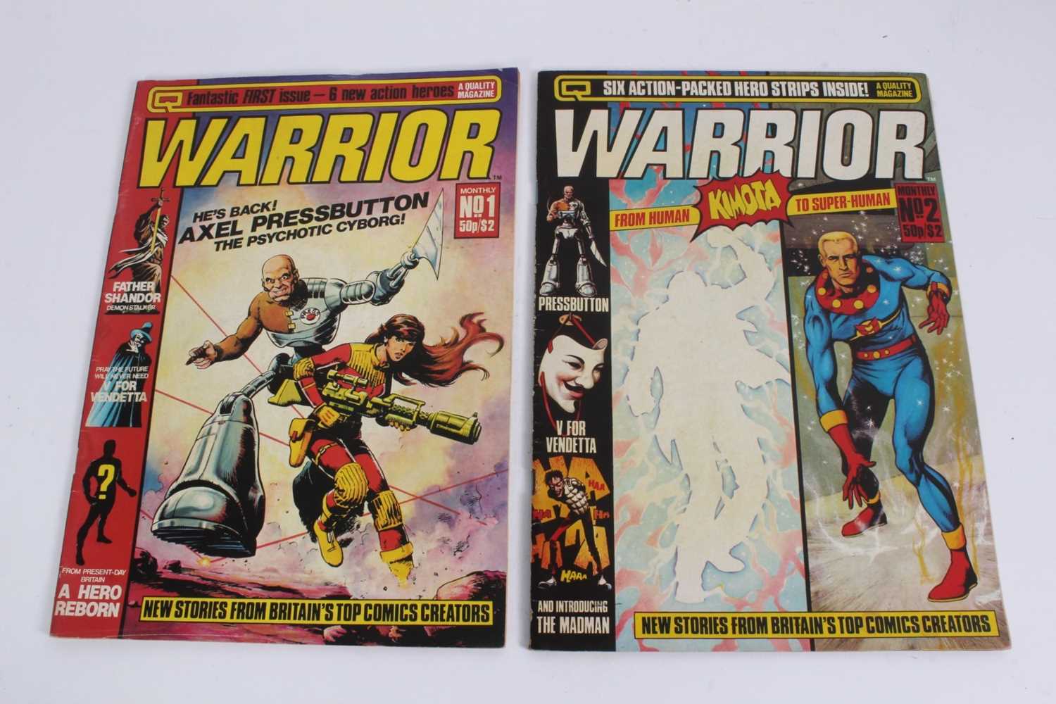Lot 25 - Warrior Magazine #1 (1982) (Quality) - First issue of the comics anthology that includes the debut of the 'V for Vendetta' stories, the first appearance of Axel Pressbutton + the first appearance o...