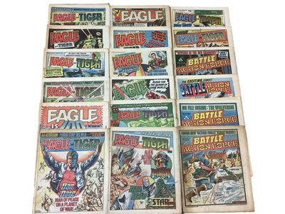 Lot 138 - Nineteen (1985-86) Battle Action Force Comic Magazines together with fourteen (1985-86) Eagle and Tiger Comic Magazines