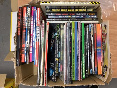 Lot 134 - Box of Graphic Novels to include Epic Comics The Silver Surfer, Judge Dredd Annuals, Batman, Elf Quest and others