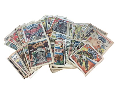 Lot 139 - Two boxes of 2000 AD magazines featuring Judge Dredd, mostly 1980's.