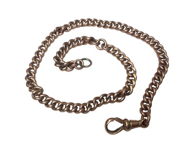 Lot 68 - 9ct rose gold curb link watch chain, 35.5cm long