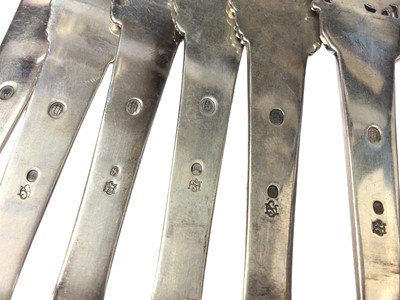 Lot 79 - Set of six Danish silver forks with figural terminals, makers mark Johannes Siggaard