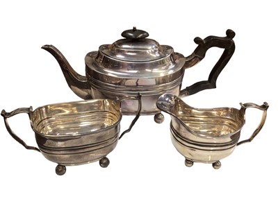 Lot 83 - Victorian silver three piece tea set (London 1898)