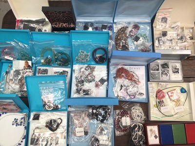 Lot 104 - Quantity of silver mounted jewellery including bead necklaces, earrings, pendants, chains etc, mostly new in packets and boxed