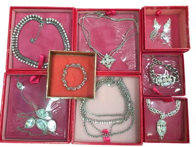 Lot 112 - Collection of eight 1980s Butler & Wilson diamanté novelty jewellery including necklaces, bracelets and earrings, all boxed