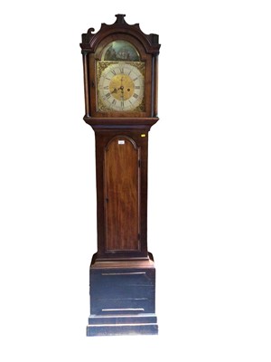 Lot 617 - William Priest of Bristol - mid -18th century 8 day long case clock with automaton ship to the arched dial