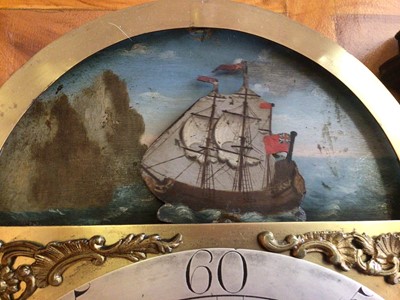 Lot 617 - William Priest of Bristol - mid -18th century 8 day long case clock with automaton ship to the arched dial