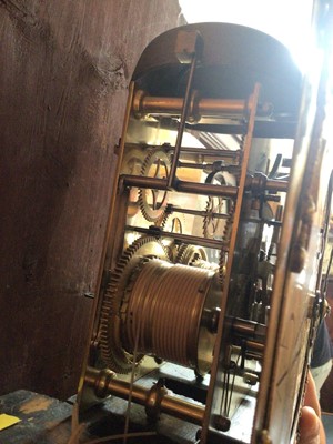 Lot 617 - William Priest of Bristol - mid -18th century 8 day long case clock with automaton ship to the arched dial