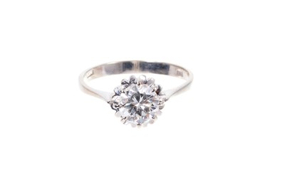 Lot 837 - Diamond single stone ring with a brilliant cut diamond estimated to weigh approximately 1ct, in platinum setting