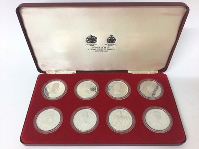 Lot 467 - G.B. - Spink & Son eight coin silver proof Jubilee Crown presentation set 1977 (N.B. In case of issue with Certificate of Authenticity)