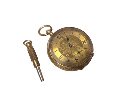 Lot 134 - 18ct gold cased fob watch