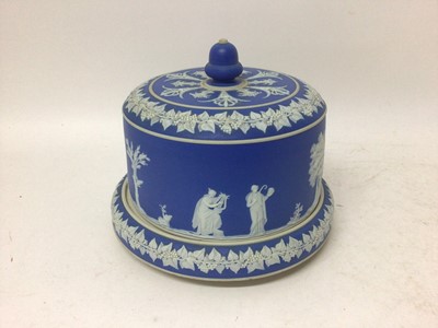 Lot 26 - Victorian blue Jasper ware cheese dome on stand