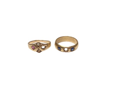 Lot 137 - Two Victorian yellow metal rings (stones missing)