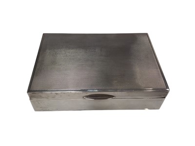 Lot 154 - Silver cigarette box with engine turned decoration (Birmingham 1967)