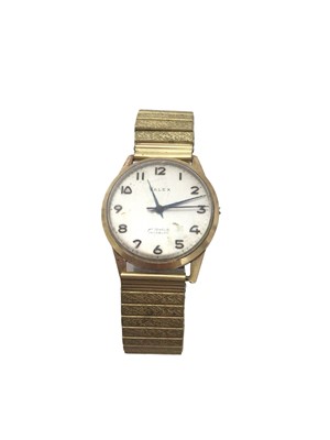 Lot 147 - Valex gold cased wristwatch on expandable gold plated strap