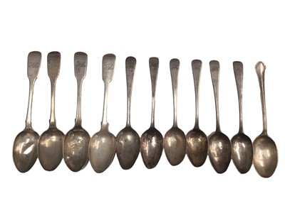 Lot 152 - Group of Georgian and later silver teaspoons