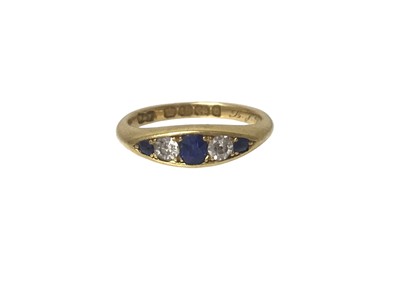 Lot 155 - Victorian 18ct gold sapphire and diamond five stone ring