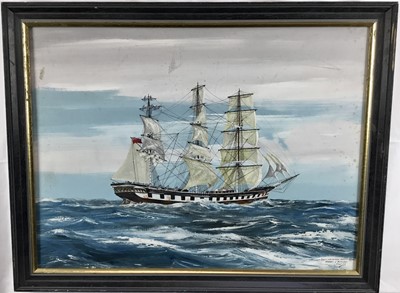 Lot 241 - James G. Butler, oil on board - 'East Indiaman Parramatta' at sea, signed and dated '77, 45cm x 60cm, framed