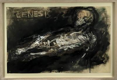 Lot 243 - Cynthia Pell (1933-1977) ink and wash - Genesis, titled, 42cm x 55cm, in glazed frame