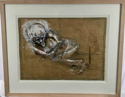 Lot 244 - Cynthia Pell (1933-1977) gouache and crayon - Hilda Sleeping, inscribed, signed and dated 1977, 38cm x 51cm, in glazed frame  
Provenance: Boundary Gallery