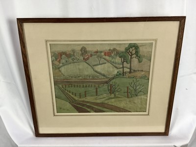 Lot 248 - C. Taggart, pair of 1930s watercolours on silk - Landscapes, signed and dated 1930, 22cm x 29cm, in glazed frames