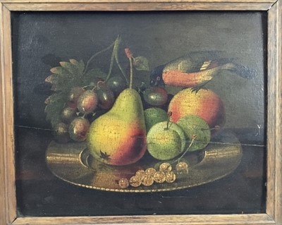 Lot 252 - 19th century oil on panel - Still Life with a Finch, 24cm x 29cm, framed