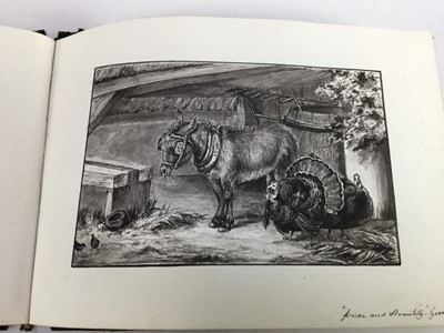 Lot 263 - Late Victorian English School pen, ink and wash album of sketches to include views of Gloucester Cathedral, cat and kittens, Tower of London, figure sketches and others, mostly signed - 36 pages