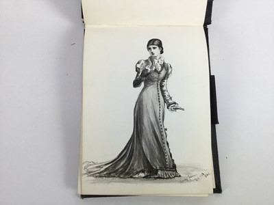 Lot 263 - Late Victorian English School pen, ink and wash album of sketches to include views of Gloucester Cathedral, cat and kittens, Tower of London, figure sketches and others, mostly signed - 36 pages