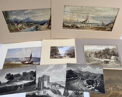 Lot 65 - Group of twelve 19th century English School watercolours, coastal scenes, rural landscapes and others, each unframed