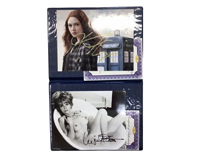 Lot 1497 - Five autographed photographs in folders with certificates of authenticity from Bentham Collectibles Ltd. Includes Mia Wasikowska, Brooke Shields, Madeline Smith, Ingrid Pitt, Hayley Mills and one o...